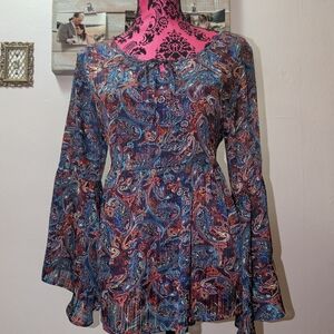 Paisley Print Belle Sleeve Blouse